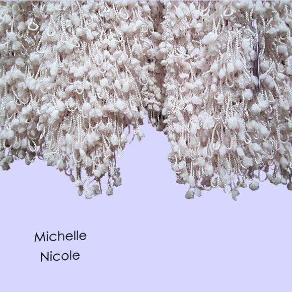 MICHELLE NICOLE NEW BLUSH Cottagecore Pom Pom Open Front Cardigan M - Picture 3 of 11